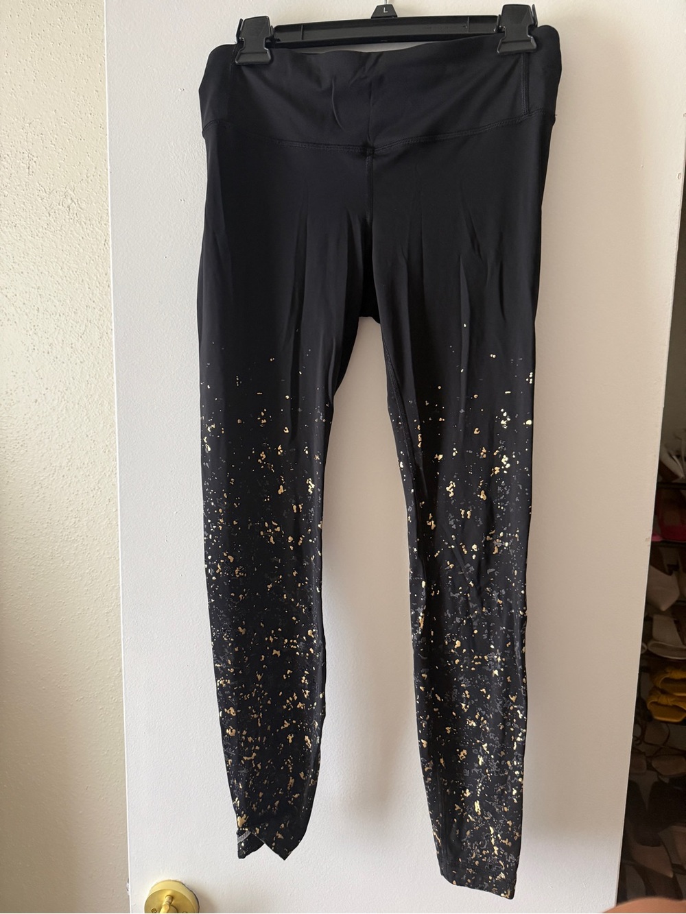 lululemon athletica Black Leggings with Gold Foil Splatter